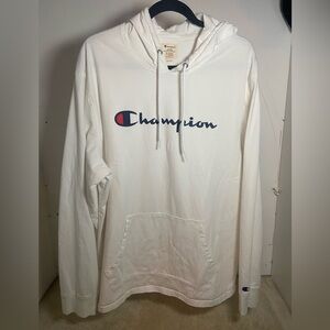 Champion White Script Logo Lightweight Pullover Hoodie XXL
